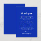 Carte De Remerciements Police Rétro Royal Blue Mariage moderne (Devant / Derrière)