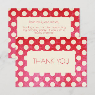 Carte De Remerciements Polka blanc rouge vintage point anniversaire