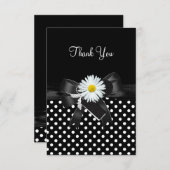 Carte de remerciements Polka Point noir blanc (Devant / Derrière)