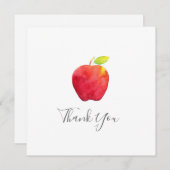 Carte de remerciements Pomme d'aquarelle rouge (Devant / Derrière)