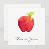 Carte De Remerciements Pomme d'aquarelle rouge (Devant / Derrière)