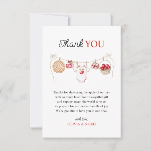 Carte De Remerciements Pomme de notre Baby shower de récolte d'orchidées (Devant)