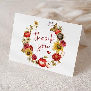 Carte De Remerciements Pomme de notre oeil Baby shower d'automne de la co