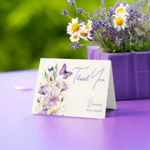 Carte De Remerciements Pommes à papillons violets douche de nage