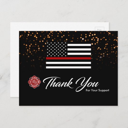 Carte de remerciements pompier (Devant / Derrière)