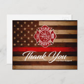 Carte de remerciements pompier (Devant / Derrière)
