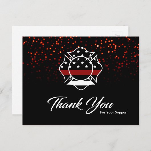 Carte de remerciements pompier (Devant / Derrière)