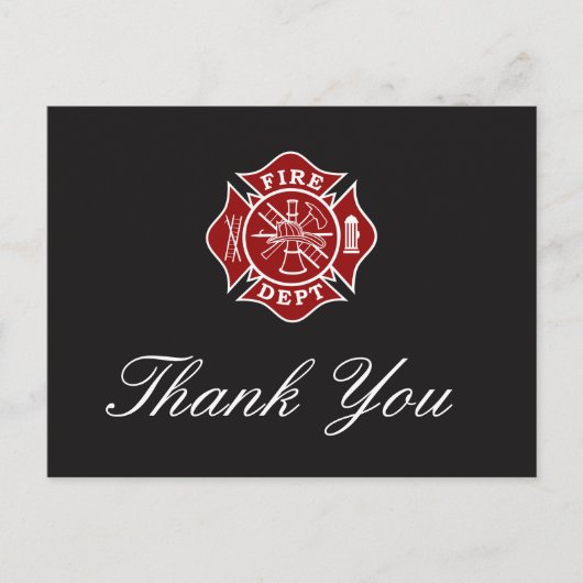 Carte de remerciements pompier (Devant)
