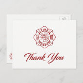 Carte de remerciements pompier (Devant / Derrière)