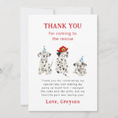 Carte De Remerciements Pompier Dalmatiens Garçon fête d'anniversaire (Devant)