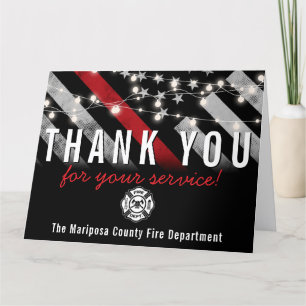 Carte De Remerciements Pompier Service d'incendie Drapeau Premier réponde