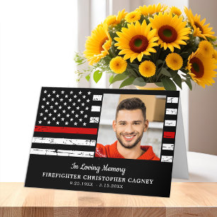 Carte De Remerciements Pompiers Memorial Mince ligne rouge funérailles