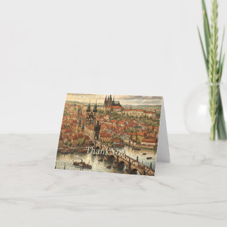 Carte De Remerciements Pont Charles à Prague Art Vintage | Personnaliser