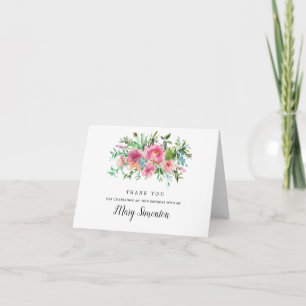 Carte De Remerciements Pony rose Floral 70e anniversaire Photo