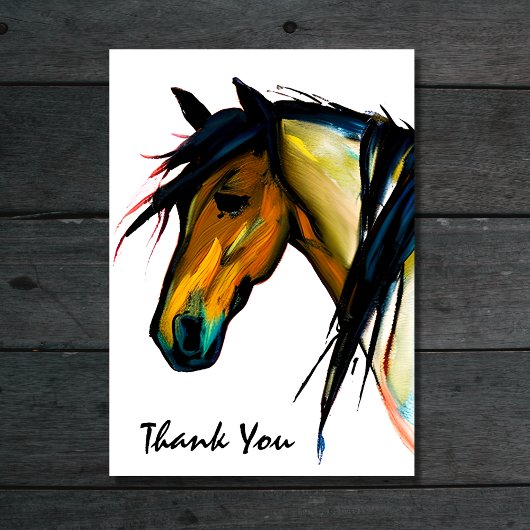 Carte De Remerciements Pony sauvage | Cheval aquarelle