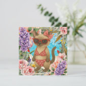 Carte De Remerciements Pool Birthday Party for Cat Lovers (Debout devant)