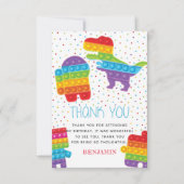 Carte De Remerciements Pop It Boy Anniversaire Dinosaur Robot (Devant)