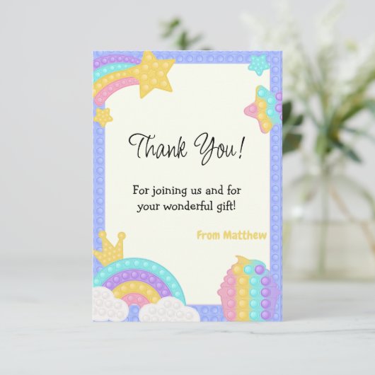 Carte De Remerciements Pop It Fidget Bleu (Debout devant)