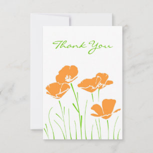 Carte De Remerciements Poppies californiennes à cinq mains