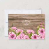 Carte De Remerciements Poppies Rustiques Chic Rose Quinceañera (Dos)