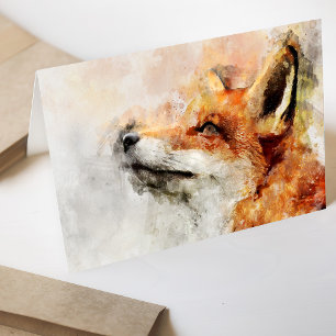 Carte De Remerciements Portrait aquarellé du renard roux 01