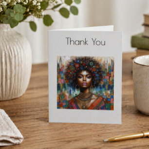 Carte De Remerciements Portrait Artistique de Femme Noire Élégante Gratit