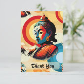 Carte De Remerciements Portrait de Bouddha Lord dans le style Pop Art Rét (Debout devant)