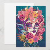 Carte De Remerciements Portrait d'une couronne de fleurs (Devant / Derrière)