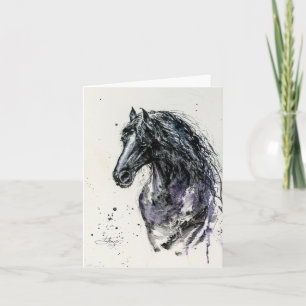 Carte De Remerciements Portrait noir de cheval