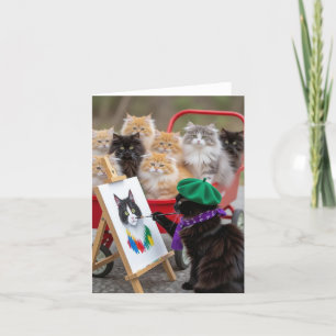 Carte De Remerciements Portraits de peinture de Kitty noir