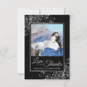 Carte De Remerciements Posh Black avec boucles d'argent Photo & Note Mari (Devant)
