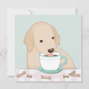 Carte De Remerciements Poster d'illustration de mignon chien, café et cur