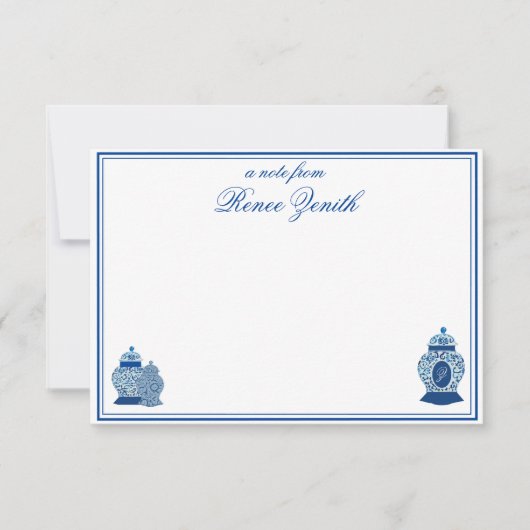 Carte De Remerciements Pot à gingembre de Versailles Chinoiserie Monogram (Devant)