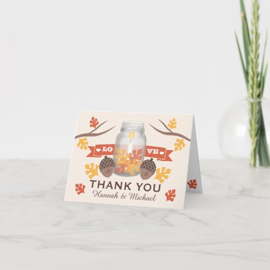 CARTE DE REMERCIEMENTS POT DE MARRONS DE MARIAGE REMERCIEMENTS D'AUTOMNE (Devant)