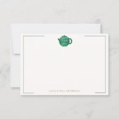 Carte De Remerciements Pot de thé Emerald Gold Mariage élégant (Devant)