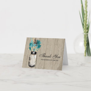 Carte De Remerciements Pot en verre de style rustique en bois rempli de f