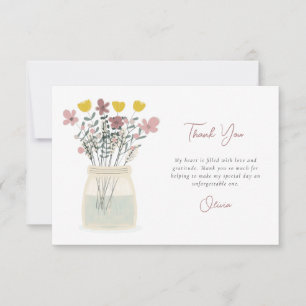 Carte De Remerciements Pot Mason Jar Lettre Main