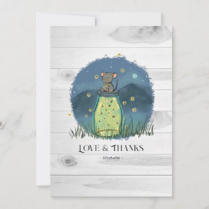 Carte De Remerciements Pot Mason Jar Souris Rustique Lucioles