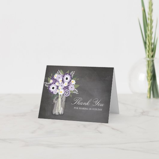 Carte De Remerciements Pot Mason rempli de Fleurs de Mai (Devant)