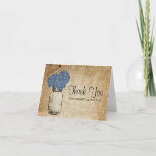 Carte De Remerciements Pot Mason Vintage et Hydrangeas