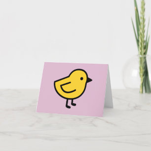 Carte De Remerciements Poulet Jaune Sur Fond Rose