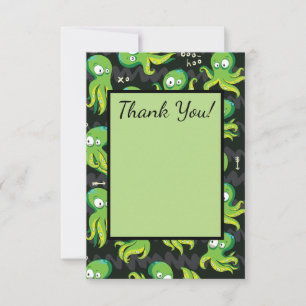 Carte De Remerciements Poulpe Boo Vert Vêtements et Décoration pour Enfan