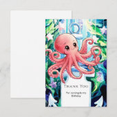 Carte De Remerciements Poulpe Fantaisiste Sous-Marin Anniversaire (Devant / Derrière)