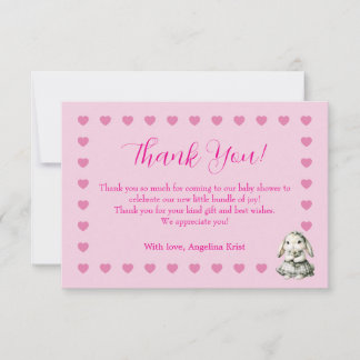Carte de Remerciements pour Baby Shower Fille