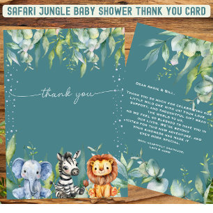 Carte de Remerciements pour Baby Shower : Safari A