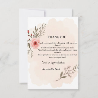 carte de remerciements pour douche nuptiale