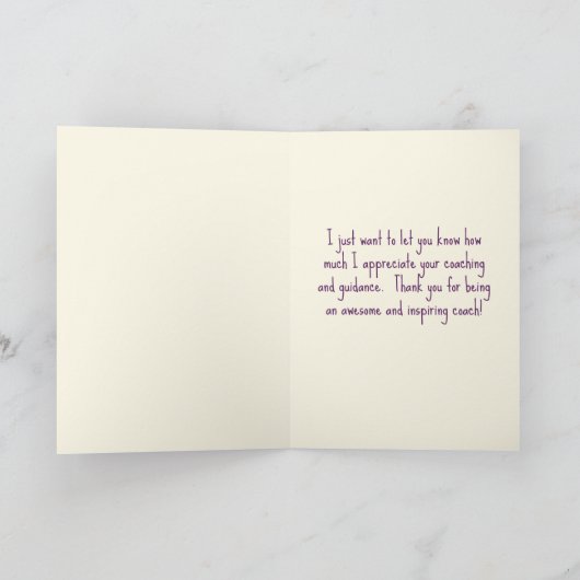 Carte de remerciements pour entraîneur, carte d'ap (Intérieur)