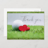 Carte de remerciements pour golfeur avec balle de  (Devant / Derrière)