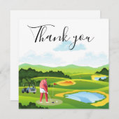 Carte de remerciements pour golfeur avec drapeau e (Devant / Derrière)
