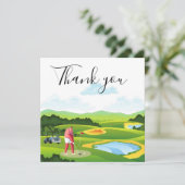Carte de remerciements pour golfeur avec drapeau e (Debout devant)